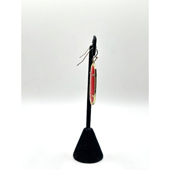 Kendra Scott Elle Gold Drop Earrings With Bright Red Stones - Picture 5 of 6